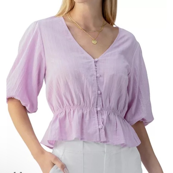 Sanctuary Tops - NWT Sanctuary Lilac V-Neck Button-Up Blouse